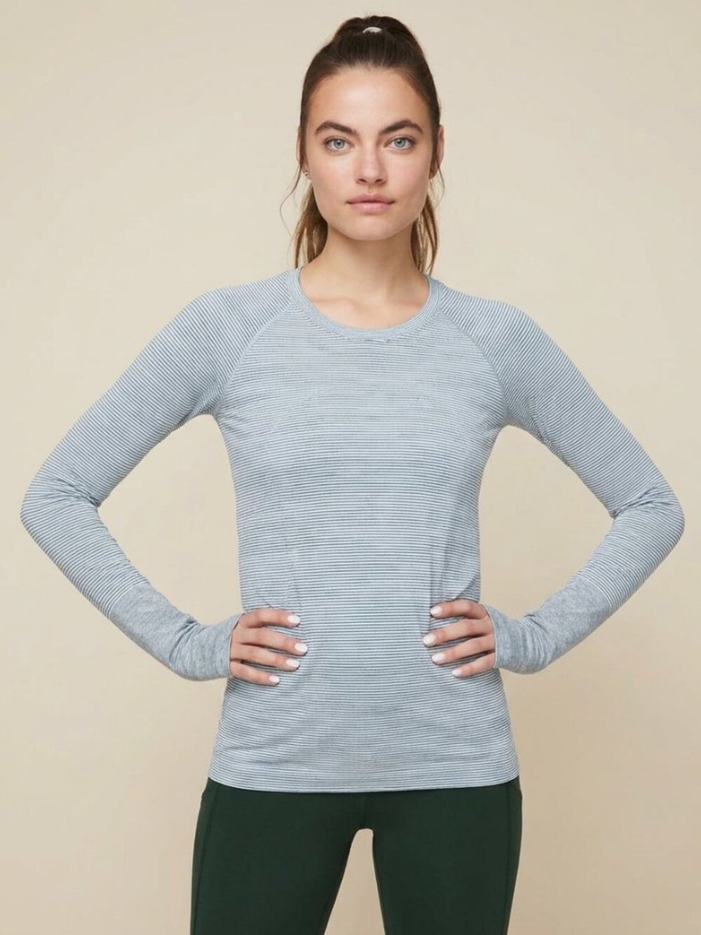 Lululemon Swiftly Speed Striped Long Sleeve Top Womens Size 12 Athletic